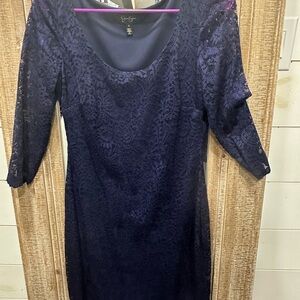 Elegant Navy Lace Dress